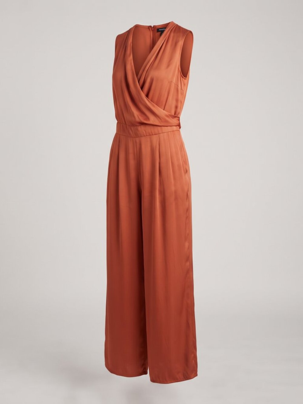 BCBGMaxAzria Rust Orange V-Neck Wrap Sleeveless Wide Leg Jumpsuit XL